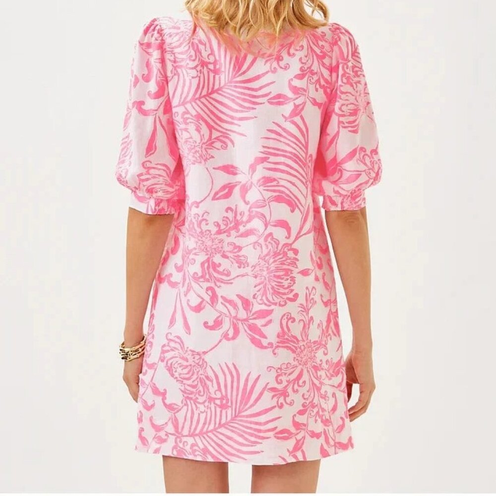 Lilly Pulitzer Mialeigh Linen Dress - Size 10 - Rousseau Pink Glisten NWT $184 - Picture 3 of 6